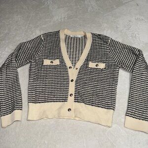 Women’s ASTR the Label Ellory Cardigan in Black Cream Size Large